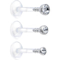 16G 5/16 Clear Gem Bioplast Triple Forward Helix Barbell 3 Pack Set