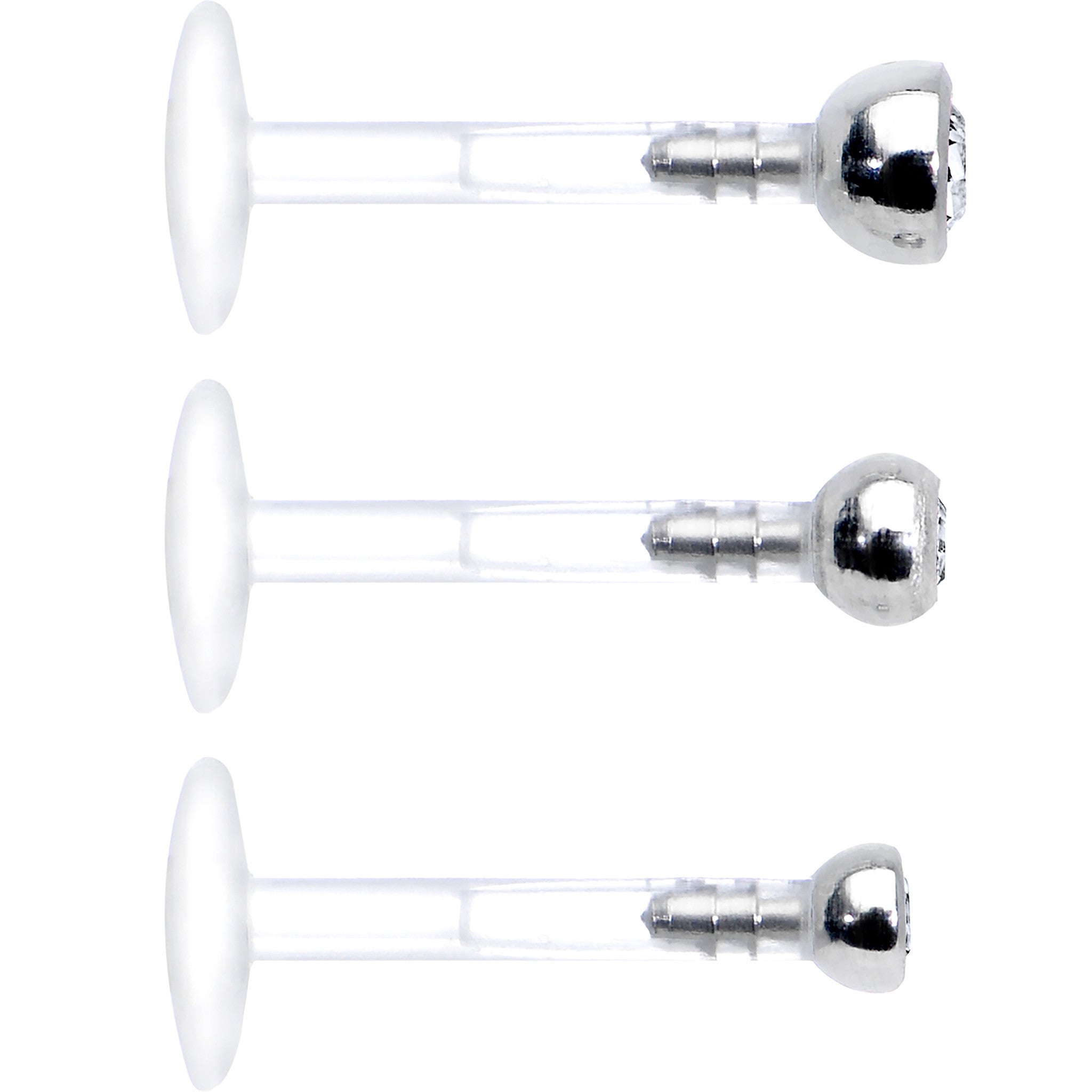 16G 5/16 Clear Gem Bioplast Triple Forward Helix Barbell 3 Pack Set