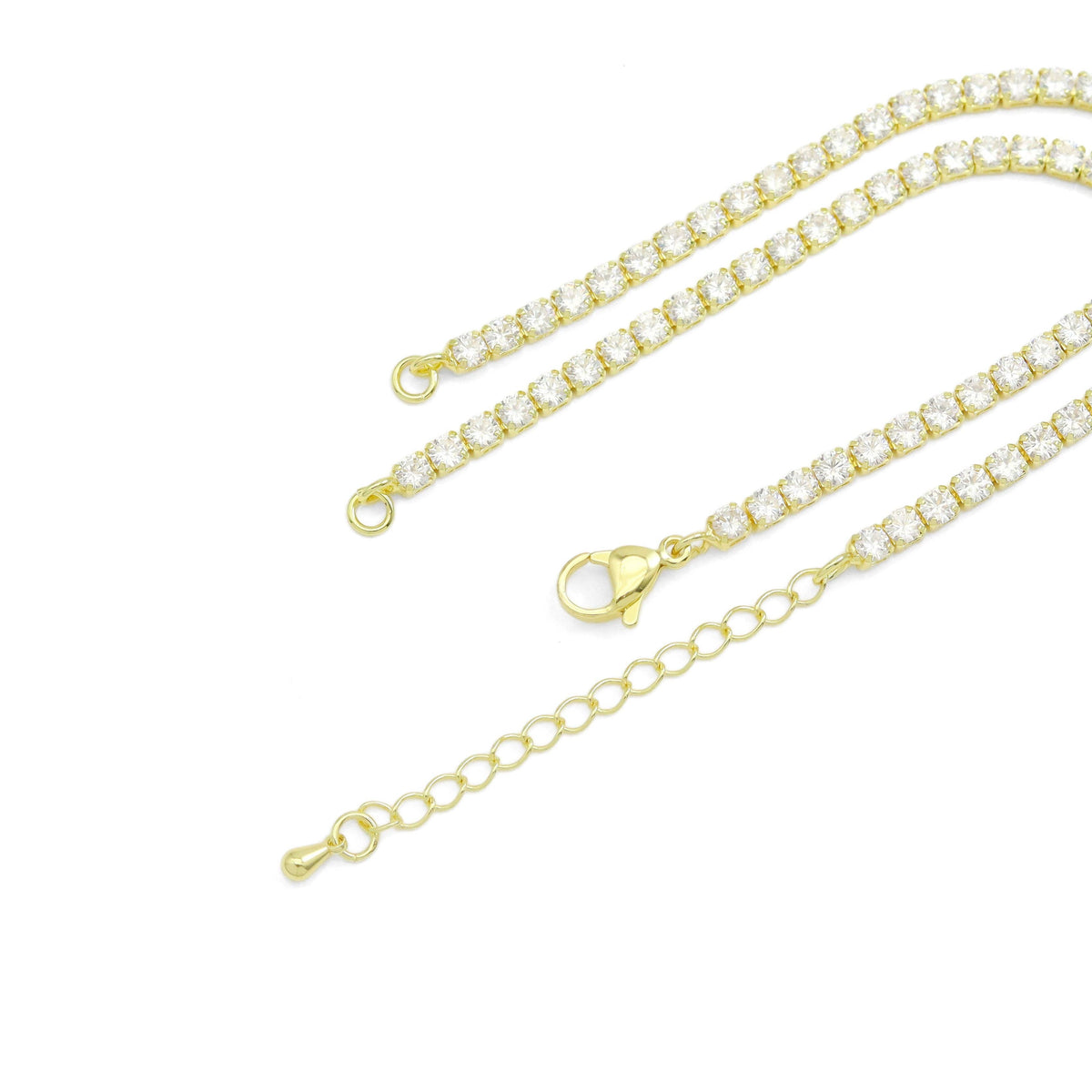 Gold Tennis Chain Connector Style Necklace, Sku#JL192