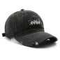 Single-color Embroidered Label With Frayed Edges, Washed And Aged For A Retro And Casual Look. Baseball Cap With Curved Brim, Suitable For Street Entertainment And Travel.