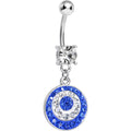 Crystalline Blue Gem Paved Glittering Circles Dangle Belly Ring