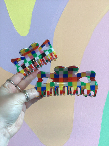 Rainbow Pixels Hair Claw