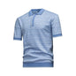 Men's Short Sleeve Knit Polo Shirt, Geometric Interwoven Pattern, Smart Casual, Black & Grey