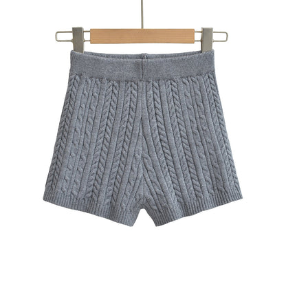 Versatile Solid-Color Tight Knitted Shorts