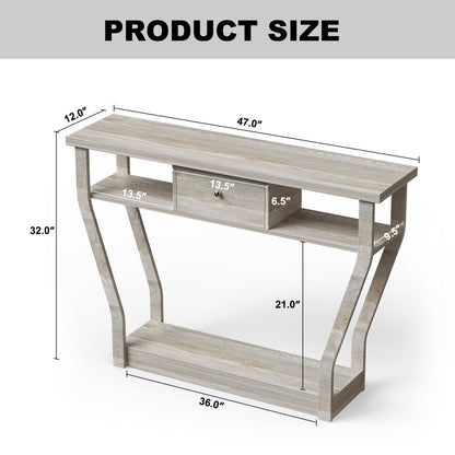 Curved Frame Modern Console Table with Storage Drawer for Entryway