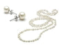 3-Piece Set: 36" White Freshwater Pearl Endless Necklace and Earrings Set