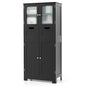 3 Tier Freee-Standing Bathroom Cabinet with 2 Drawers and Glass Doors
