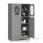 4 Doors Freeestanding Bathroom Floor Cabinet with Adjustable Shelves