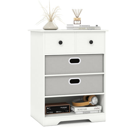 4-Drawer Dresser Modern Chest Storage Organizer with Open Shelves
