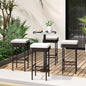Patio Rattan Barstools Set of 2/4 with Footrest and Soft Cushions for Backyard Balcony-4 Pieces
