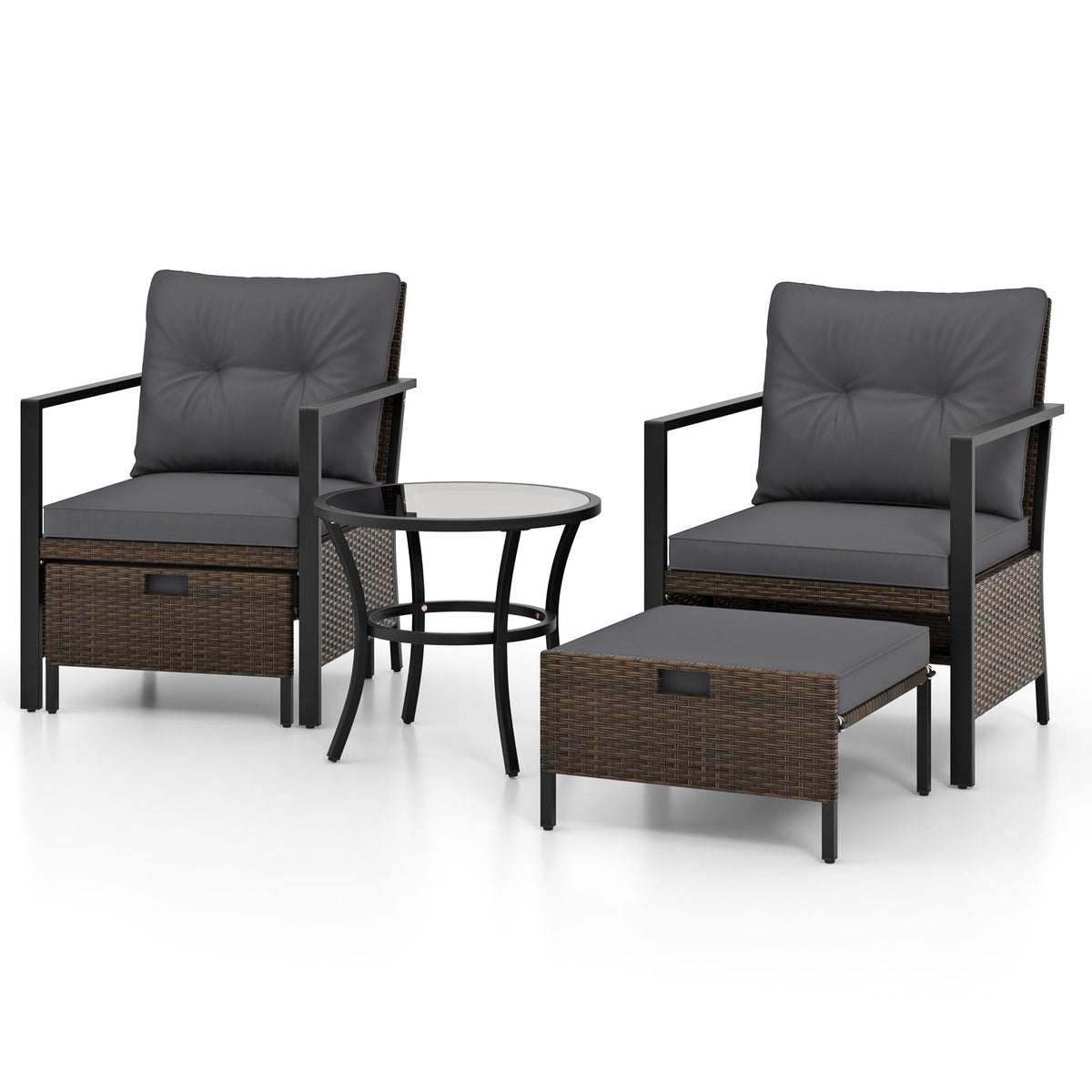 4 Piece Outdoor Furniture Set with Glass Topped Coffee Table