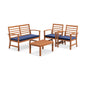 4 Pieces Outdoor Furniture Set with Stable Acacia Wood Frame