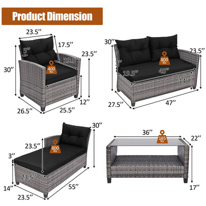 4 Pieces Patio Rattan