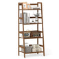 4-Tier Bamboo Plant Rack with Guardrails Stable and Space-Saving