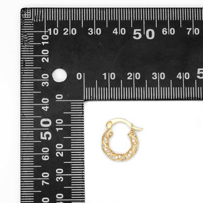 Gold CZ Twisted Round Hoop Earrings, Sku#LK824