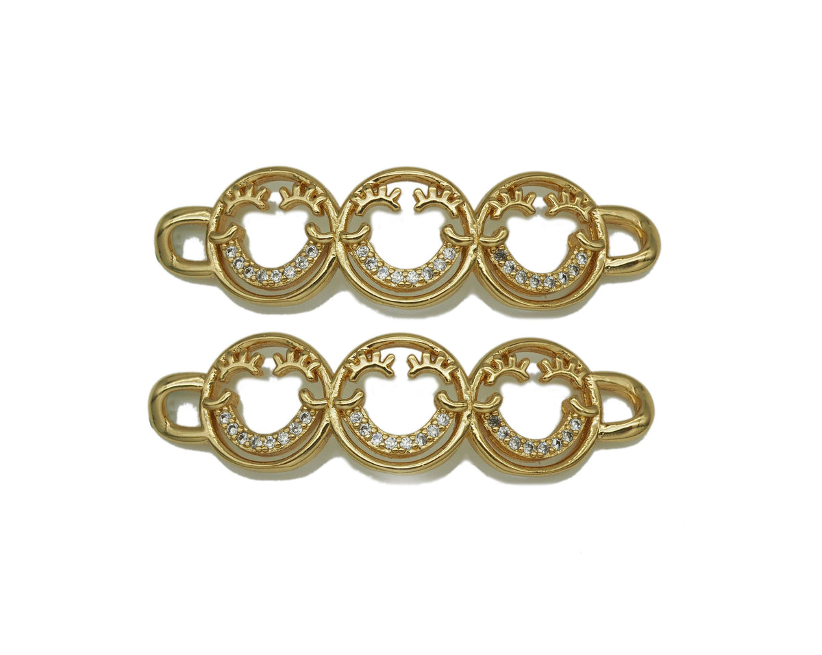 CZ Smiley Face Connector Link Charm, Sku#JL95