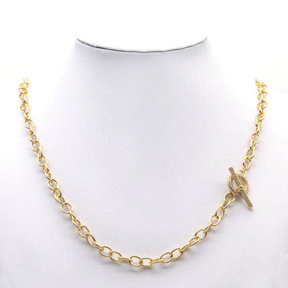 Gold CZ Round Bar Clasp, Sku#LD333