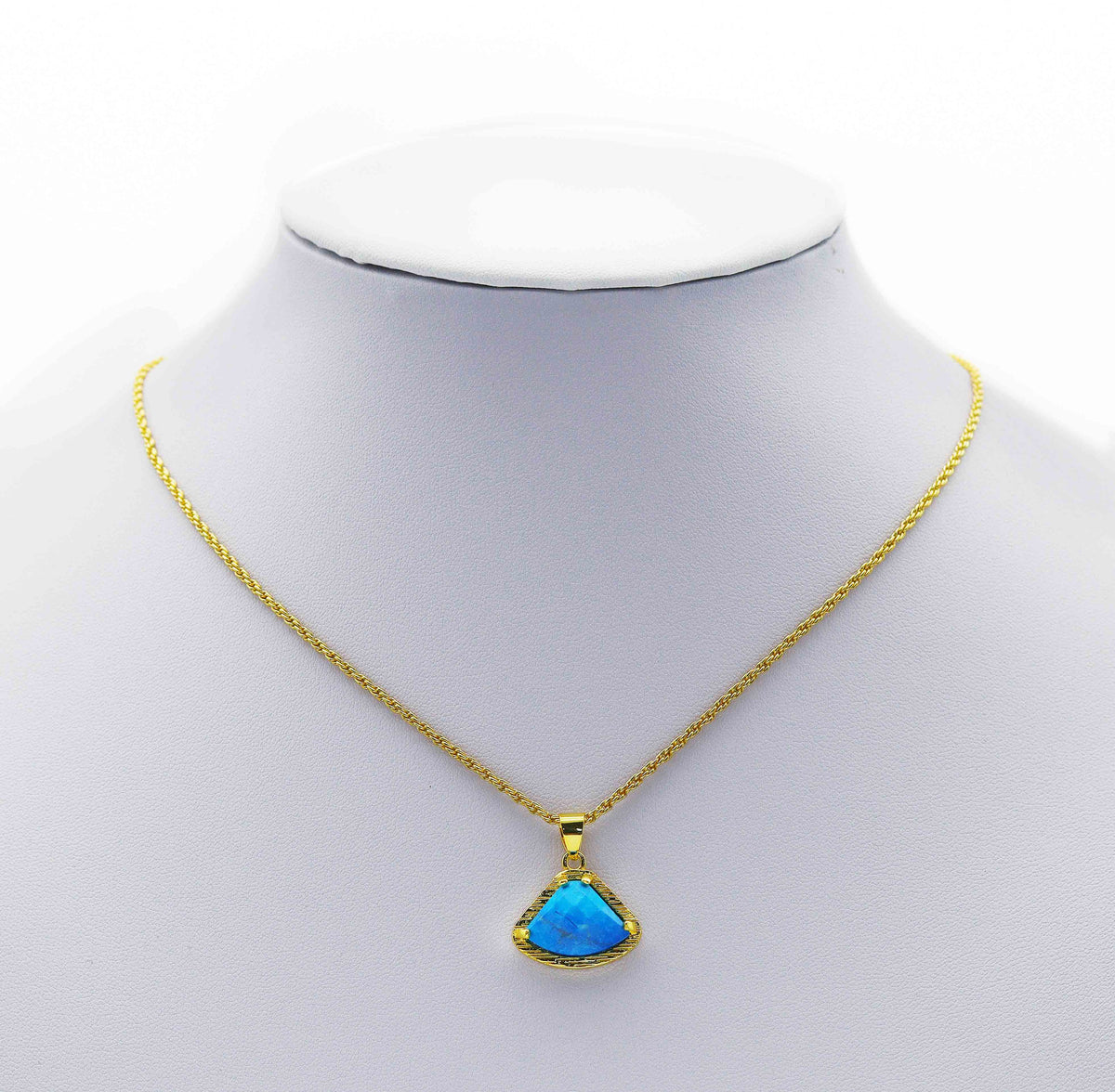Gemstone Fan shape Charm, Sku#LY10