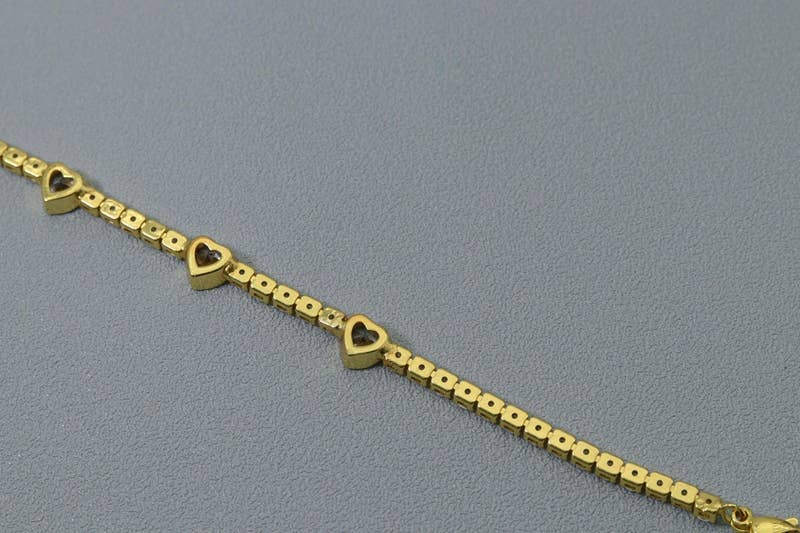 CZ Heart Bracelet, Sku#JL73