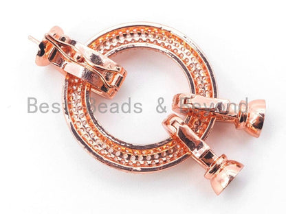 CZ Micro Pave Donut Clasp Buckle Interlock, CZ Micro Pave Interlocking Clasp Fastener, Leather Jewelry supplies, 48x29mm, sku#L157
