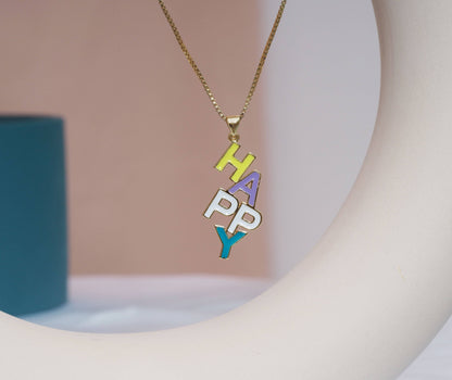 Enamel Happy Word Pendant, Sku#LD241