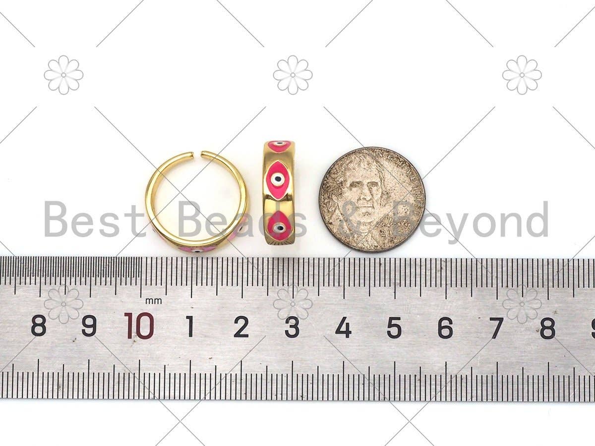 Colorful Enamel Evil Eye Shape Adjustable Ring,Sku#LD149