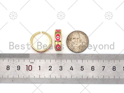 Colorful Enamel Evil Eye Shape Adjustable Ring,Sku#LD149