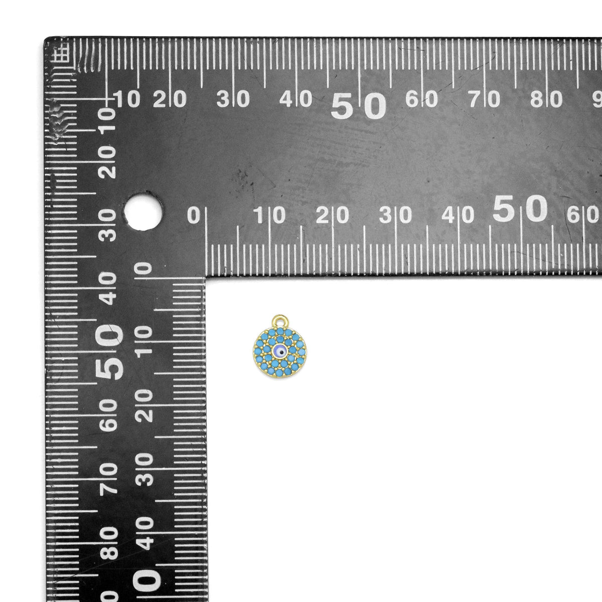 Cute Turquoise CZ Evil Eye Charm, Sku#A190