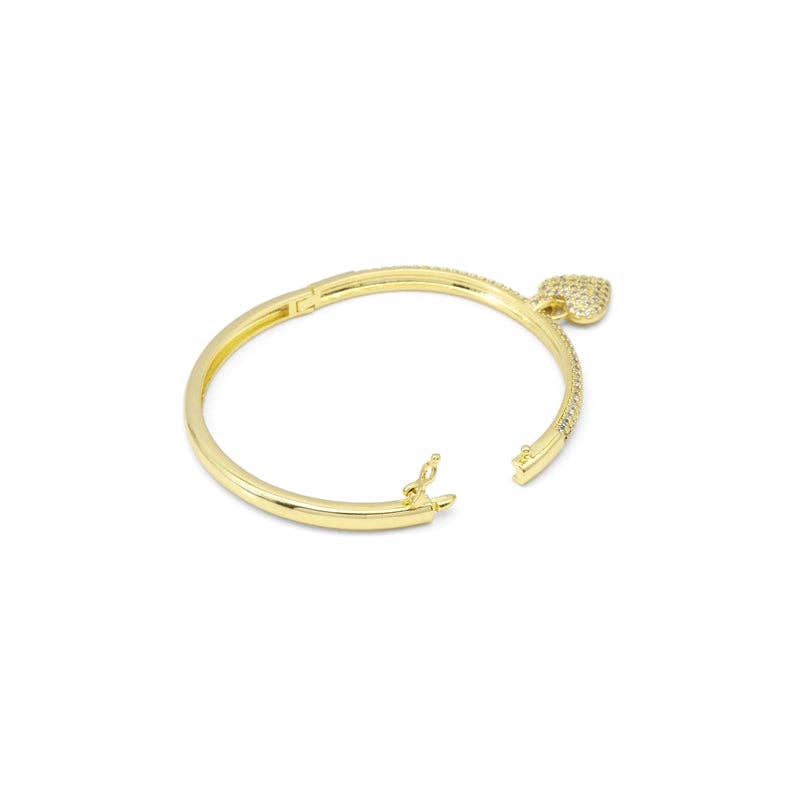 Gold CZ Drop Heart Adjustable Bracelet, Sku#LD471