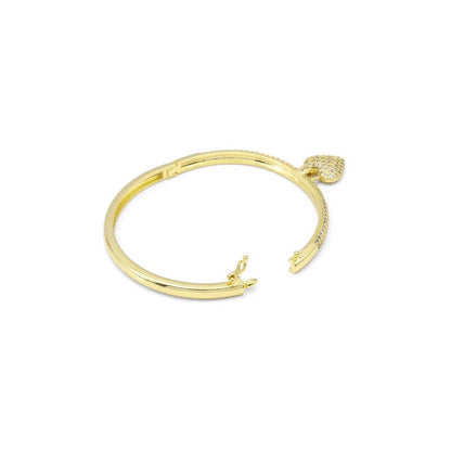 Gold CZ Drop Heart Adjustable Bracelet, Sku#LD471