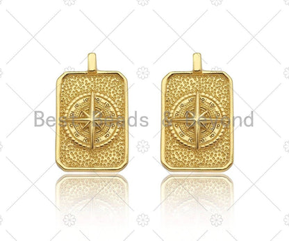 18k Dainty Gold North Star On Rectangle Shape Pendant,Gold Medallion Charm,Necklace Bracelet Charm Pendant,16x26mm,Sku#LK289