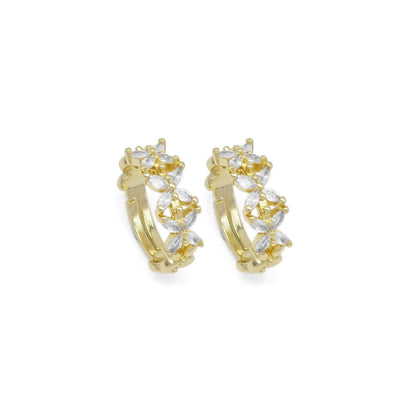 Gold Clear Crystal Flower Adjustable Ring, Sku#LD442