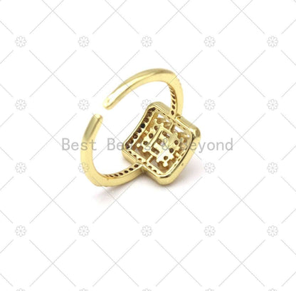 Big CZ Fancy Square Shape Adjustable Ring, Sku#LD169