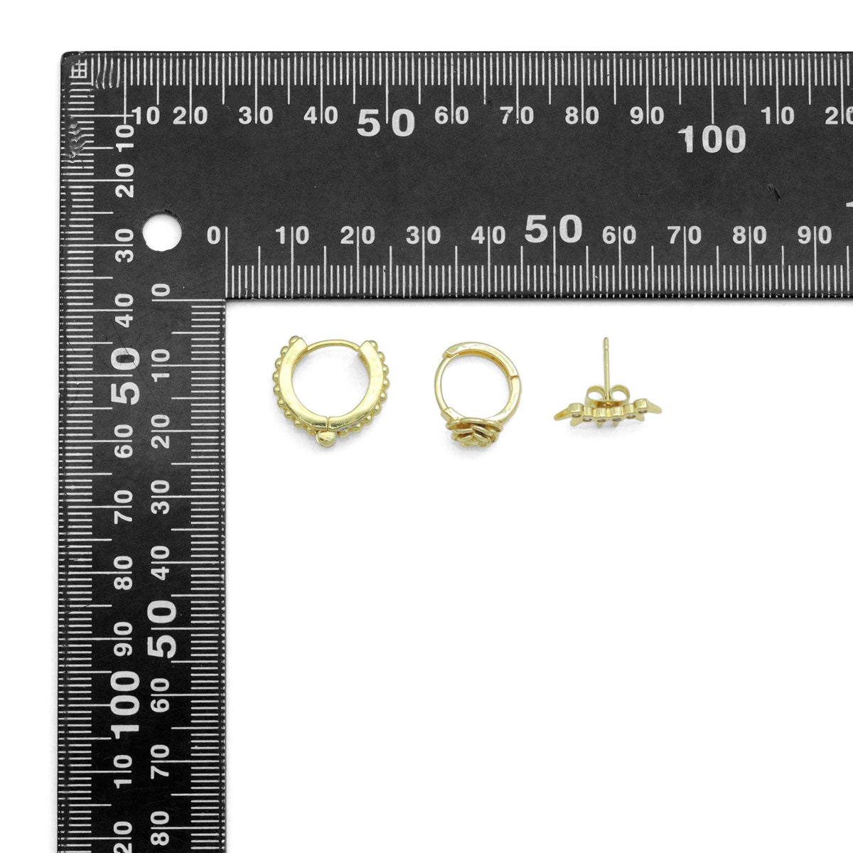 Clear CZ Dual color Hoop, Rose Flower, Spike Earrings, Sku#LD749