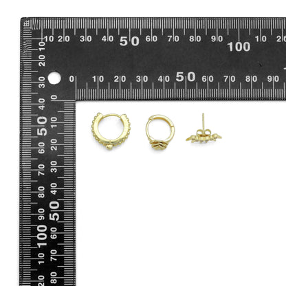 Clear CZ Dual color Hoop, Rose Flower, Spike Earrings, Sku#LD749