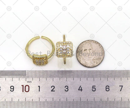 Big CZ Fancy Square Shape Adjustable Ring, Sku#LD169