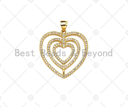 CZ Micro Pave Circled Heart Shape Pendant/Charm,CZ Dainty Gold Charm, 25x26mm,Sku#LD77