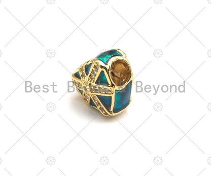 Enamel Colorful Heart Shape Gift Box Spacer Beads,  Christma