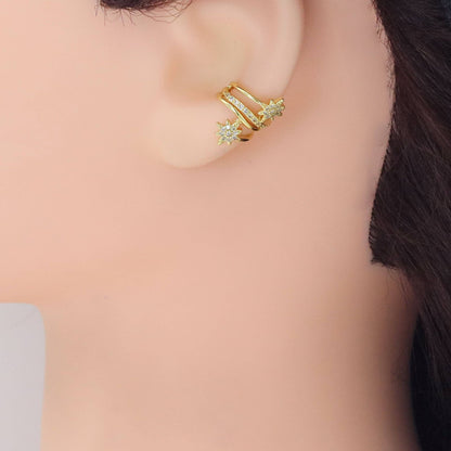 Clear CZ Star Flower wrapping ear cuff, Sku#LD558