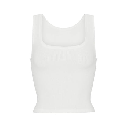 Athleisure Ribbed Knit Stretch Camisole With Straps