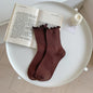 Solid-color Ruffle-trimmed Socks For Women