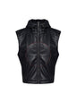 Short Hood Slim Fit Leather Waistcoat Coat Men's Summer Five-pointed Star PU Leather