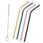 5-Pack: Colored Platinum Stainless Steel Straws With Brush