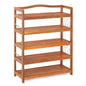 2-Tier Acacia Wood Shoe Rack with 4 Side Metal Hooks