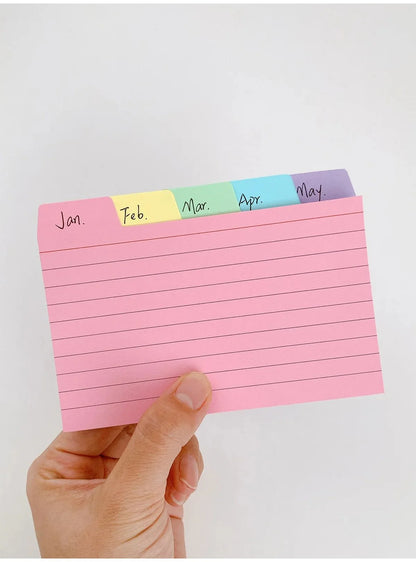 50 Pcs Index Label Papers with Tabs - 5 Colors