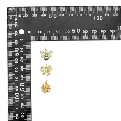 CZ Bee Bow Flower ball Charm Pendant,Sku#A497