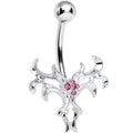 Pink Gem Exotic Leaves Belly Ring
