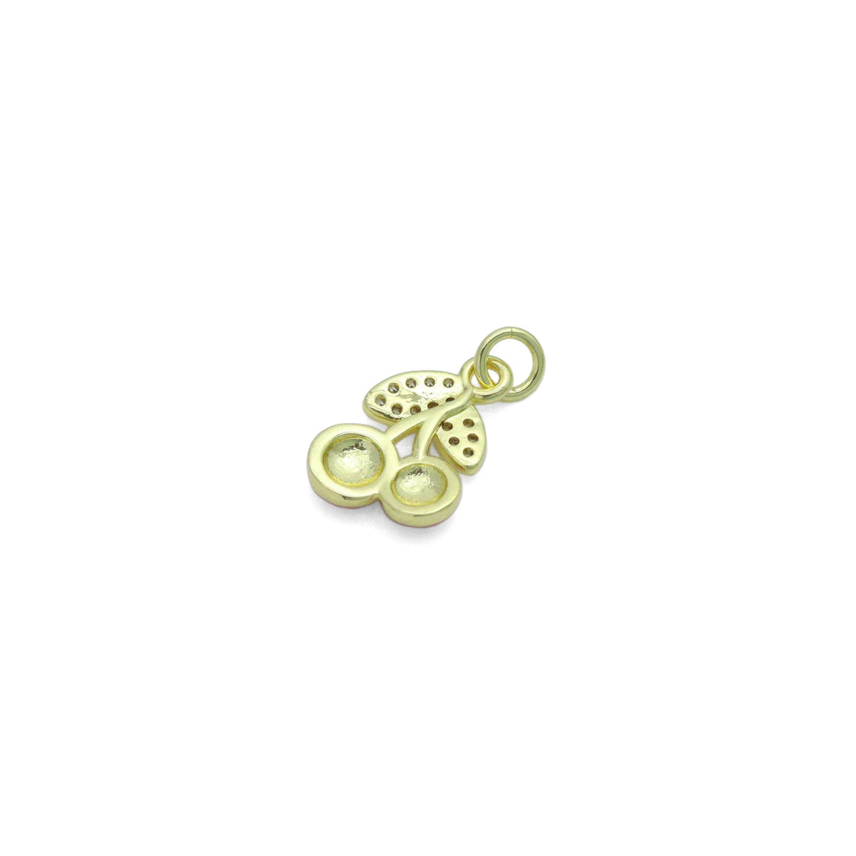 Clear CZ Red Enamel Gold Cherry Charm Pendant,Sku#LK1221