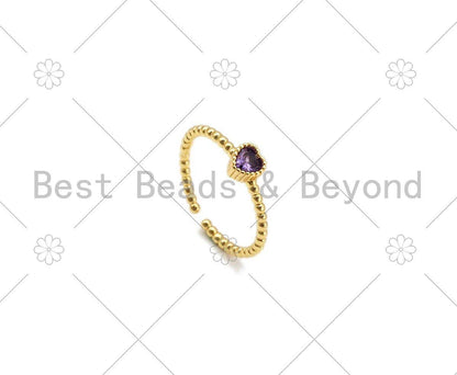 Violet CZ Heart Shape Adjustable Ring, Sku#X227