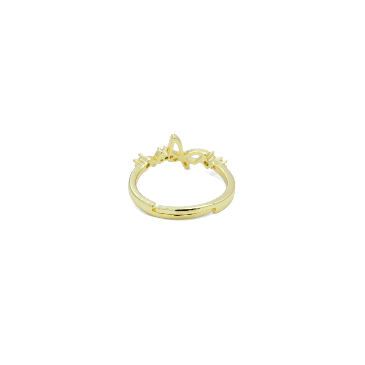 Gold Clear CZ Butterfly Adjustable Ring, Sku#LD596